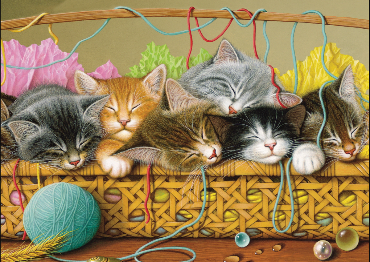 Kittens in Basket (Tray) 35-Piece Cobble Hill Puzzle