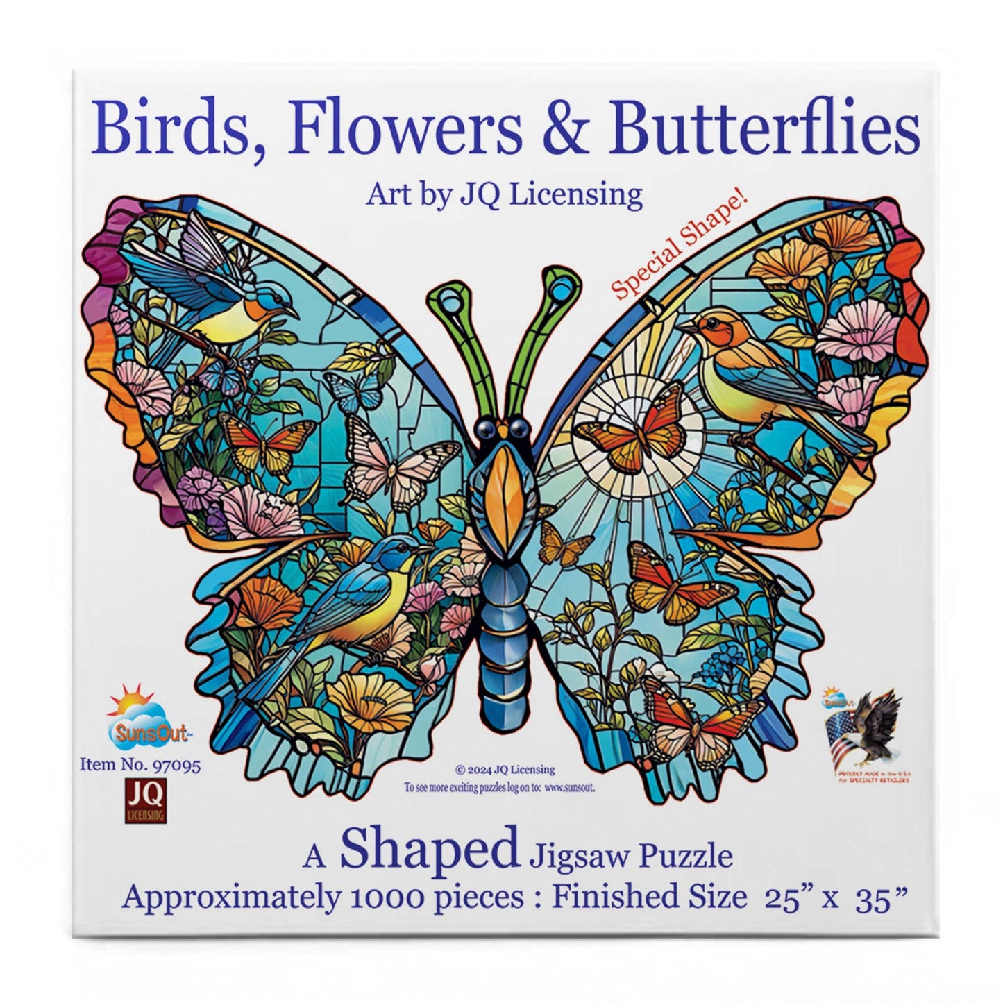 5397 Birds, Flowers and Butterflies Shape pc Puzzle