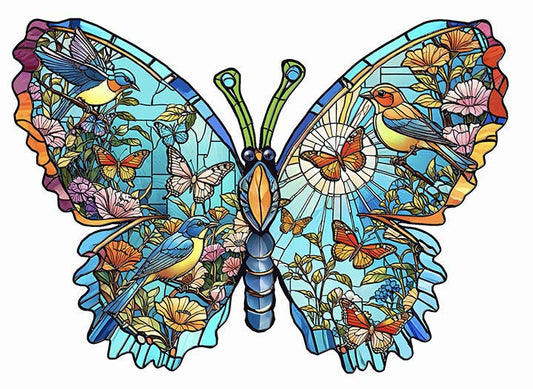 5397 Birds, Flowers and Butterflies Shape pc Puzzle