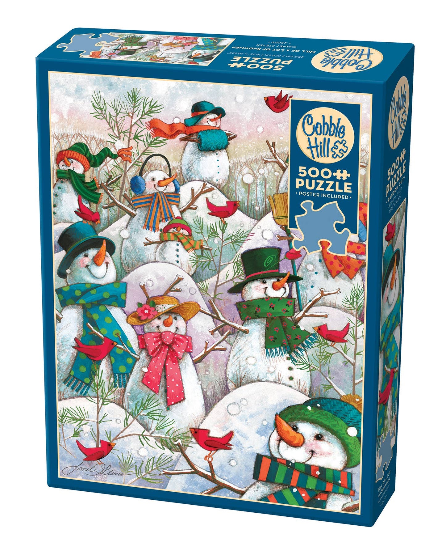 Hill of a Lot of Snowmen 500-Piece Cobble Hill Puzzle