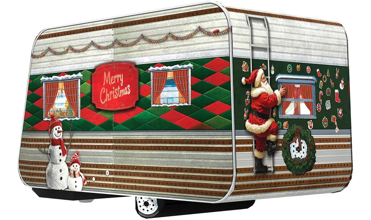 Christmas Camping Trailer Tin