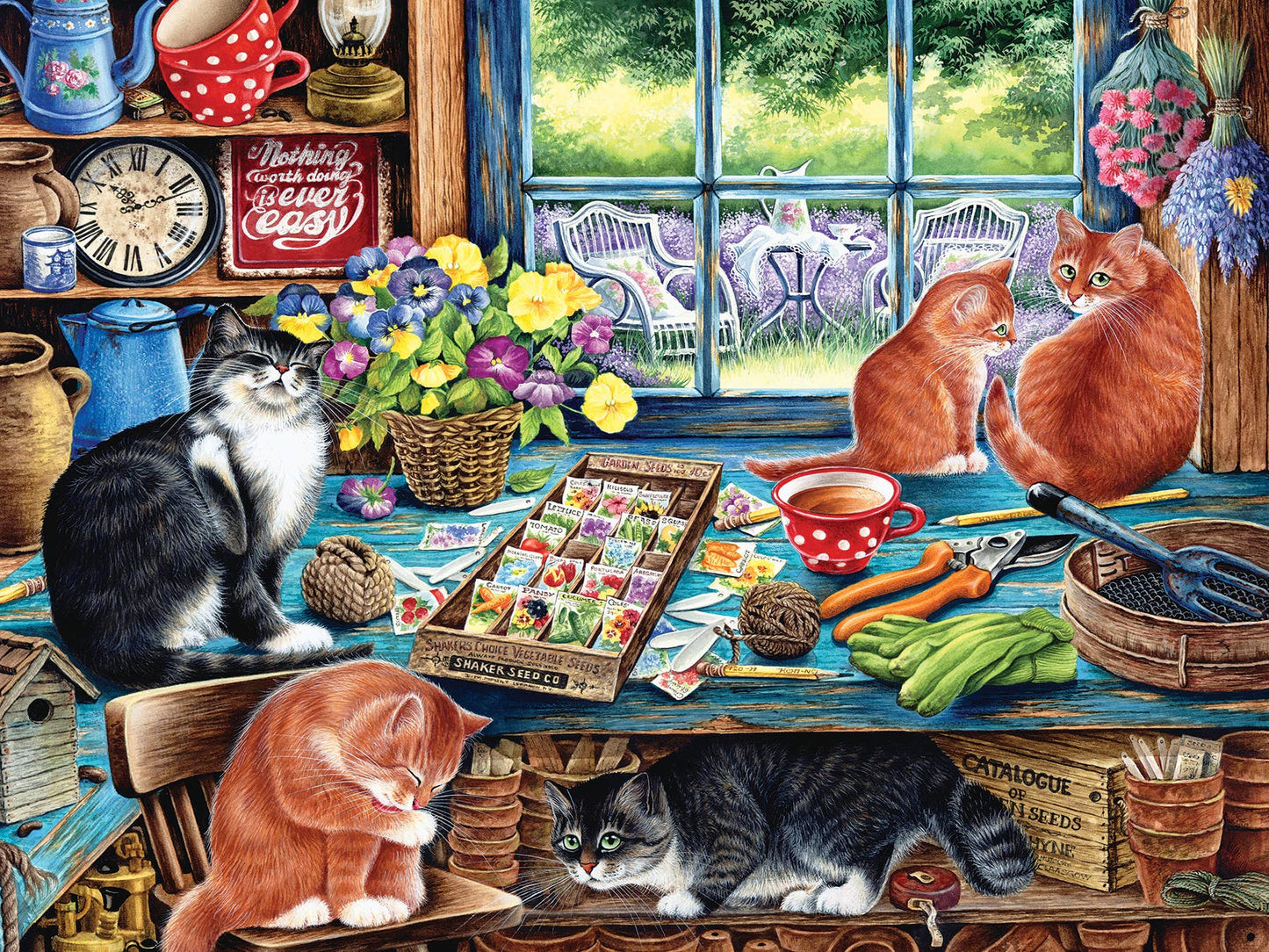 Garden Shed Cats (tray) 35-Piece Cobble Hill Puzzle