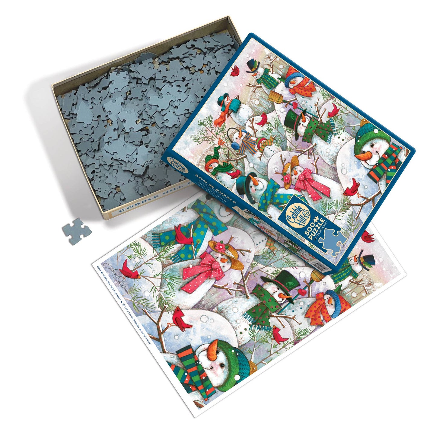 Hill of a Lot of Snowmen 500-Piece Cobble Hill Puzzle