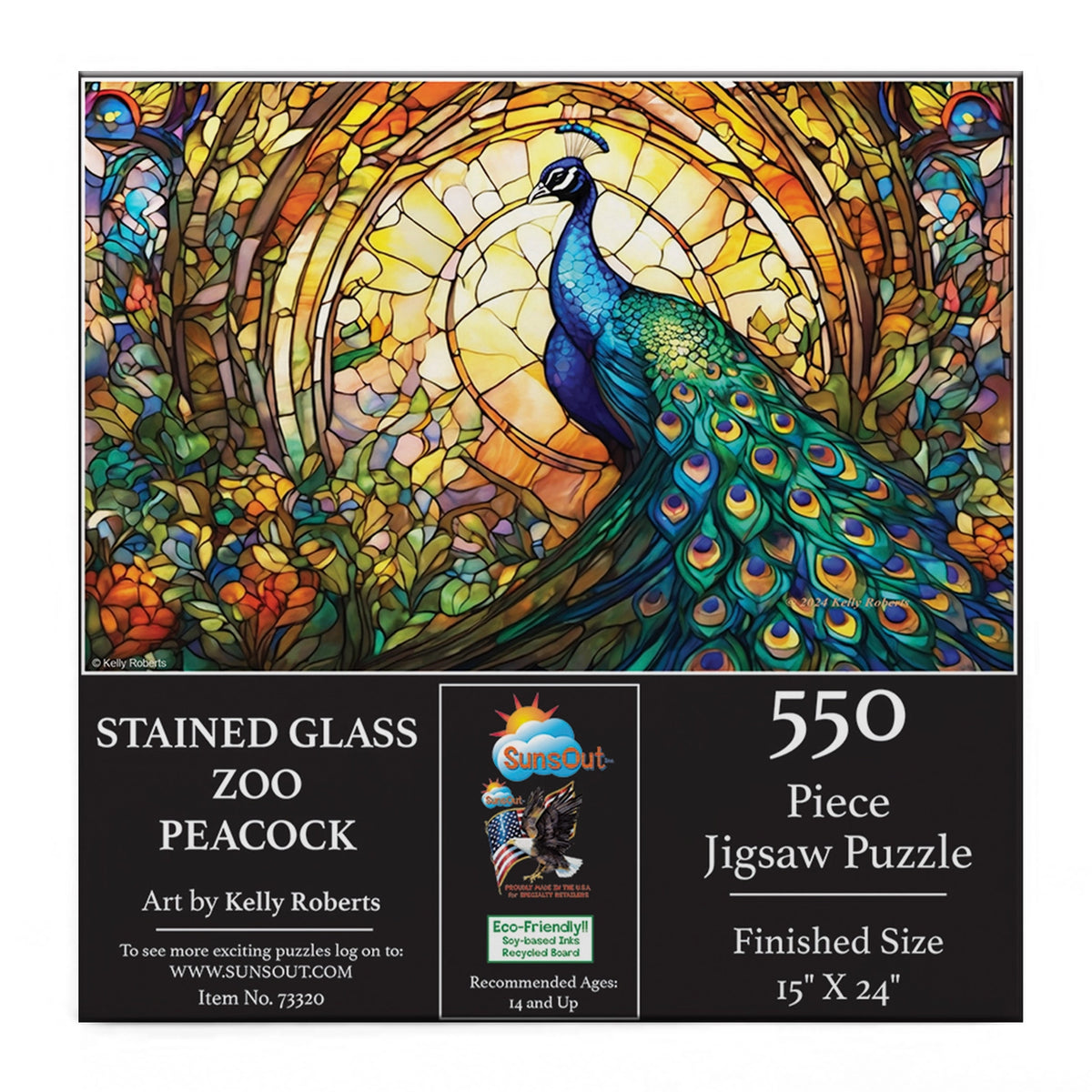 Stained Glass Zoo - Peacock 550 Pc Puzzle