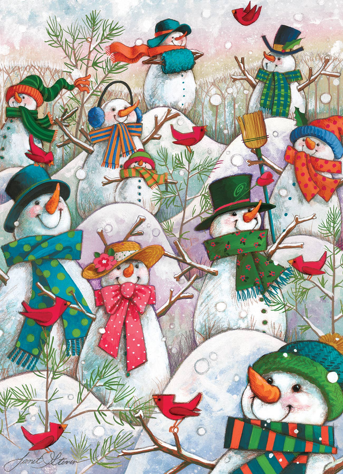 Hill of a Lot of Snowmen 500-Piece Cobble Hill Puzzle
