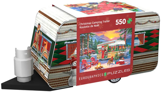 Christmas Camping Trailer Tin